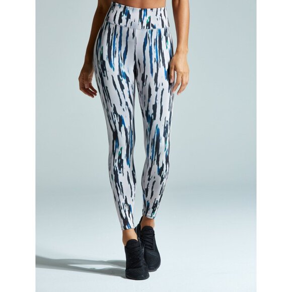 Multi-colored Abstract Watercolor Printed Active Workout High Waisted Leggings - Picture 2 of 5